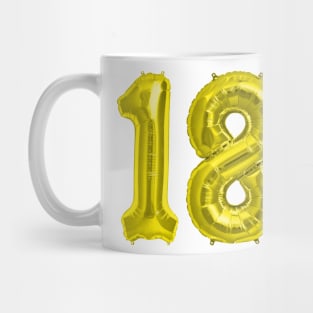 Yellow Gold 18th Birthday Metallic Helium Balloons Numbers Mug